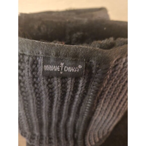 Minnetonka Boots 86520 Womens Size 8 Black Knitted Suede Sherpa Lined Comfy - Picture 4 of 9